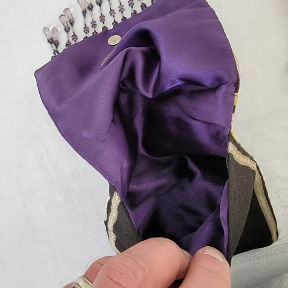 Adorable Crossbody Bag with Birds and Beads with Purple Satin Lining - Picture 6 of 10